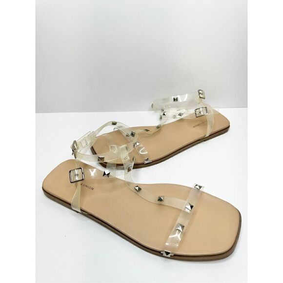14th & Union Sandals Womens Size 8 Clear Finley Studded‎ Open Toe Ankle Strap - Picture 6 of 9